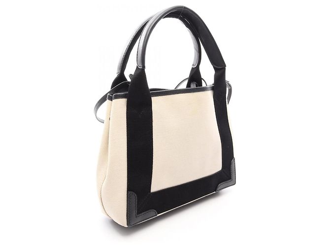 Borsa a mano 2-Way Balenciaga Cabas XS Navy Nero Bianco - vista 2