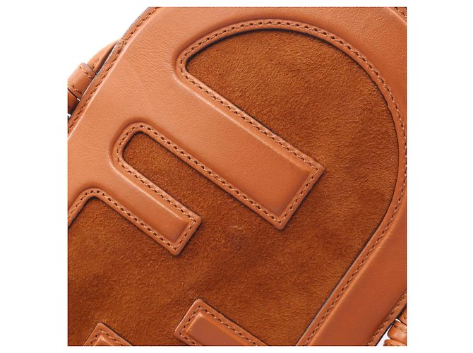 Borsa a tracolla porta-cellulare Fendi in pelle e camoscio marrone - vista 7