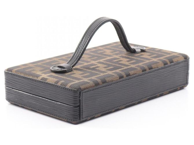Borsa Fendi Zucca marrone e nera in pelle e tela Nero - vista 2