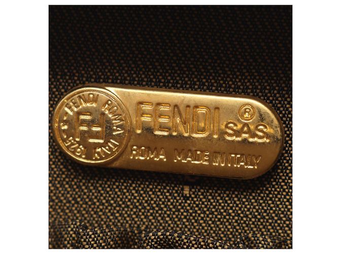 Borsa Fendi Zucca marrone e nera in pelle e tela Nero - vista 4