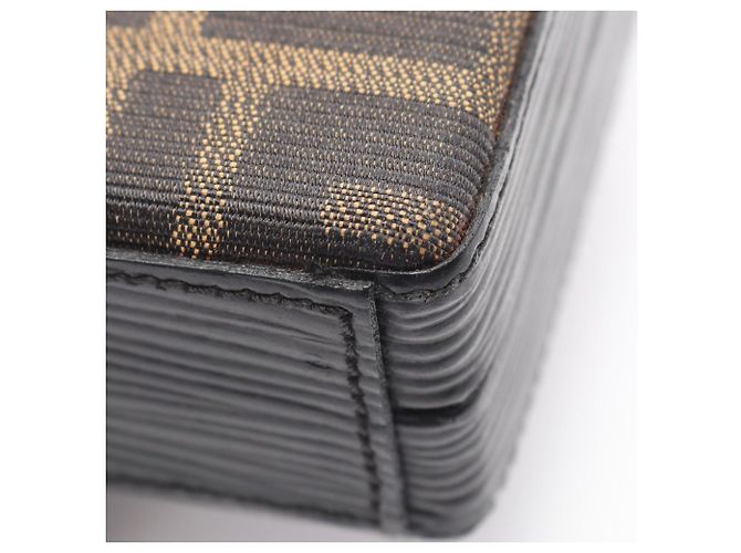 Borsa Fendi Zucca marrone e nera in pelle e tela Nero - vista 5