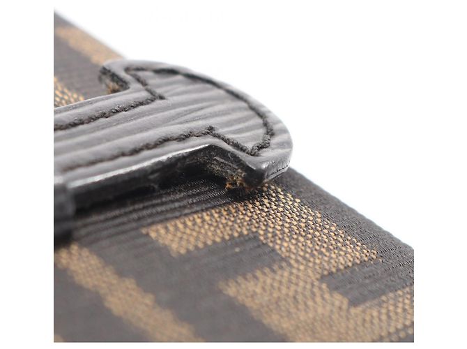 Borsa Fendi Zucca marrone e nera in pelle e tela Nero - vista 8