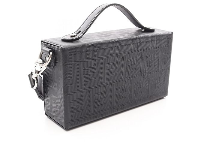 Borsa Fendi Soft Trunk Baguette Zucca Borsa a Tracolla 2-Way Nero - vista 2