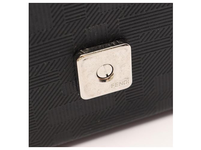 Borsa Fendi Soft Trunk Baguette Zucca Borsa a Tracolla 2-Way Nero - vista 6