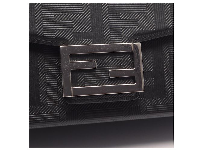 Borsa Fendi Soft Trunk Baguette Zucca Borsa a Tracolla 2-Way Nero - vista 9