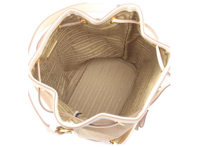 Borsa a mano 2-Way Prada LOGO JACQUARD Marrone Bianco Beige - vista 3
