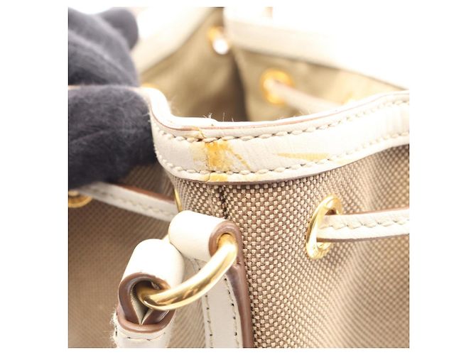 Borsa a mano 2-Way Prada LOGO JACQUARD Marrone Bianco Beige - vista 5