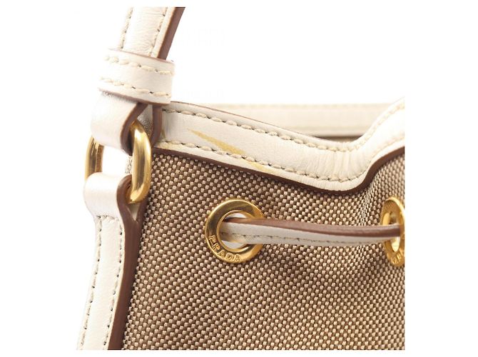 Borsa a mano 2-Way Prada LOGO JACQUARD Marrone Bianco Beige - vista 6