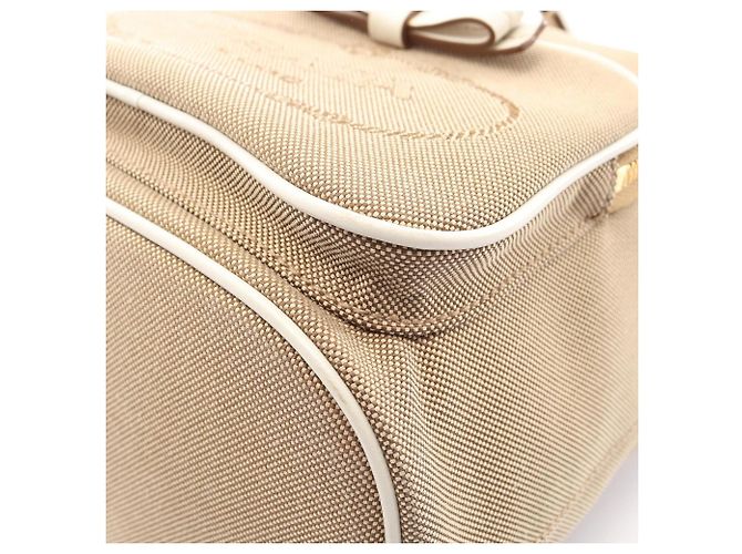 Borsa a mano 2-Way Prada LOGO JACQUARD Marrone Bianco Beige - vista 7