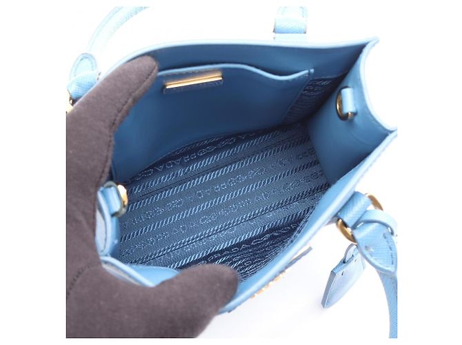 Borsa Prada Saffiano Lux 2Way Blu - vista 3