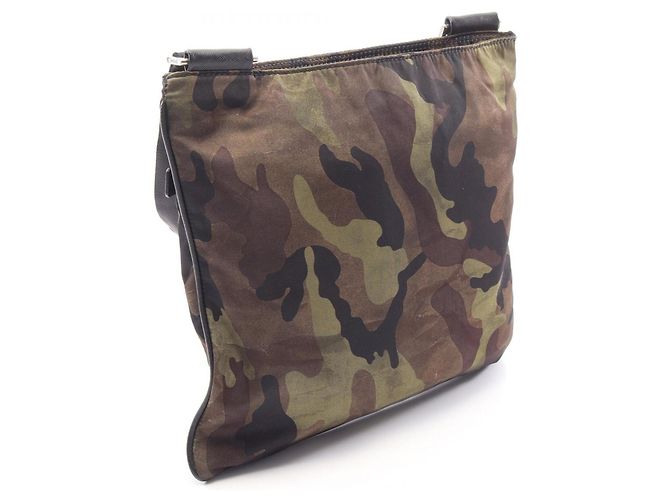 Saffiano Prada TESSUTO CAMOUFL Schultertasche Braun Schwarz Khaki - Ansicht 2