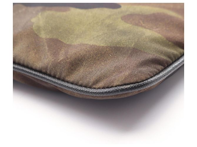 Saffiano Prada TESSUTO CAMOUFL Schultertasche Braun Schwarz Khaki - Ansicht 5