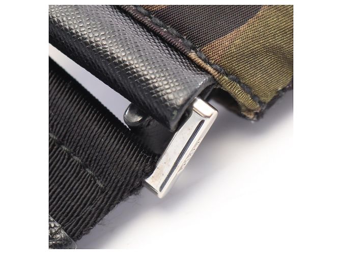 Saffiano Prada TESSUTO CAMOUFL Schultertasche Braun Schwarz Khaki - Ansicht 6