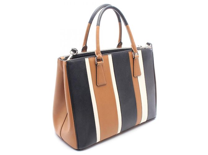 Borsa Tote Prada Galleria 2-Way Marrone Nero Bianco - vista 2