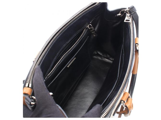 Borsa Tote Prada Galleria 2-Way Marrone Nero Bianco - vista 3