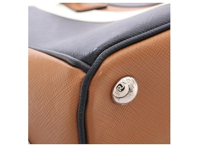 Borsa Tote Prada Galleria 2-Way Marrone Nero Bianco - vista 8