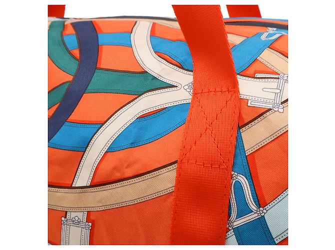 Hermès Borsa a tracolla Hermes AirSilk Duffle 44 Blu Multicolore Arancione - vista 10