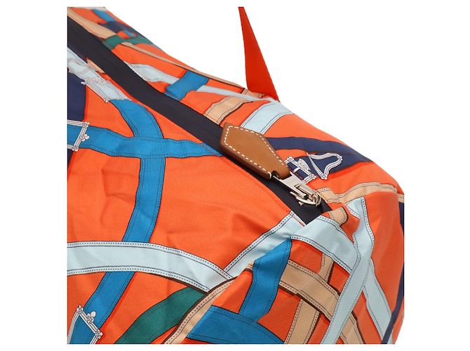 Hermès Borsa a tracolla Hermes AirSilk Duffle 44 Blu Multicolore Arancione - vista 6