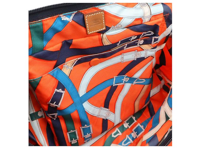 Hermès Borsa a tracolla Hermes AirSilk Duffle 44 Blu Multicolore Arancione - vista 7