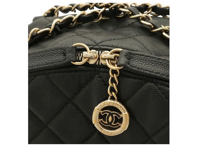 Chanel Matelassé Coco Mark Chain Rucksack Schwarz - Ansicht 6