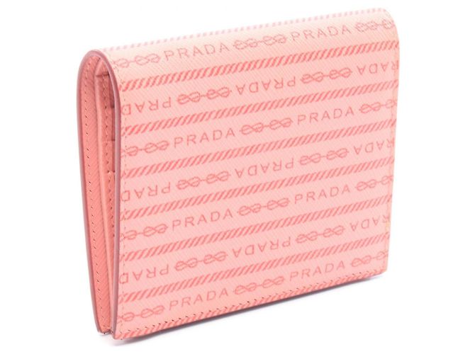 Portafoglio Bi-Fold Prada Rosa e Rosso in Pelle - vista 2