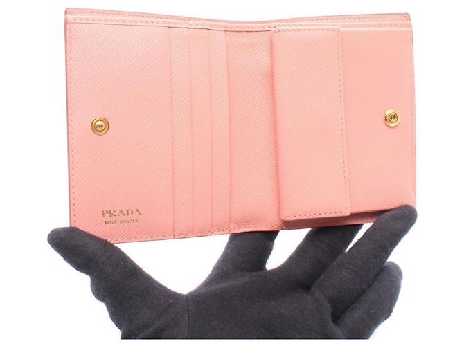 Portafoglio Bi-Fold Prada Rosa e Rosso in Pelle - vista 3