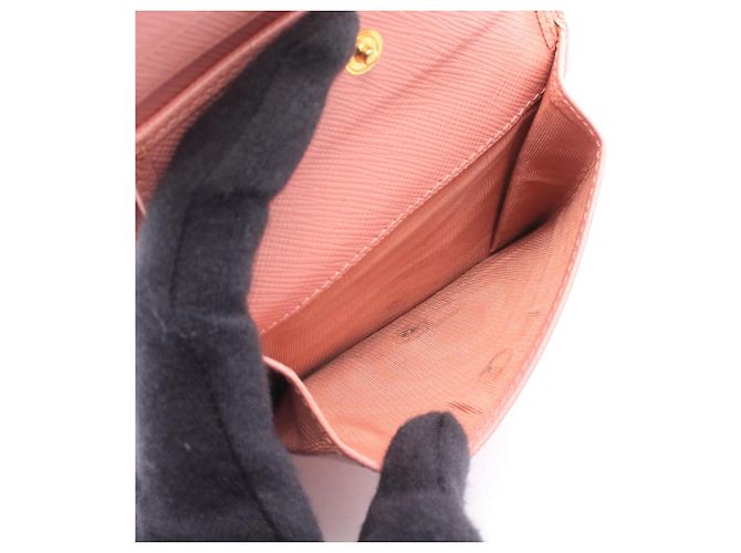 Portafoglio Bi-Fold Prada Rosa e Rosso in Pelle - vista 4