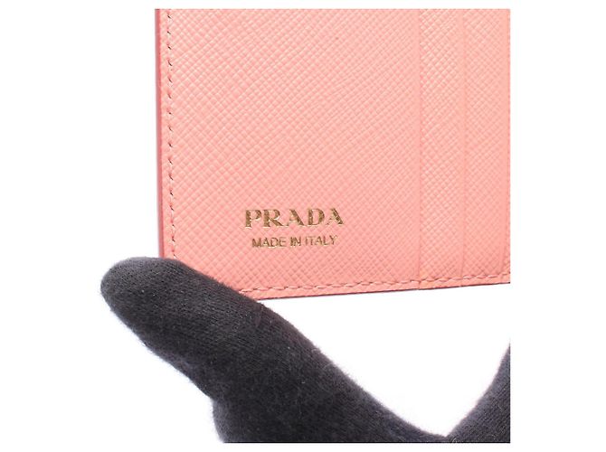 Portafoglio Bi-Fold Prada Rosa e Rosso in Pelle - vista 5