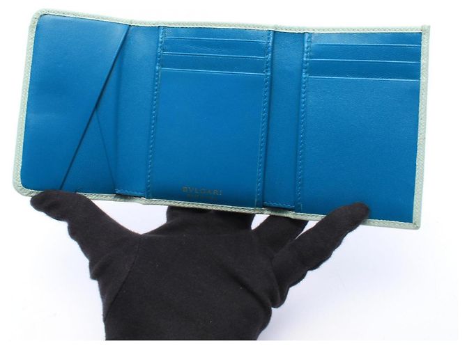 Bulgari Cartera tri-fold Bvlgari de piel verde - vista 3