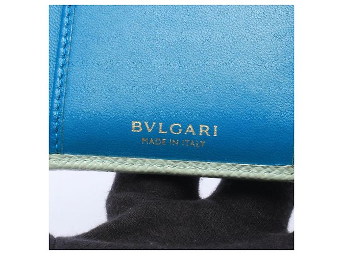 Bulgari Cartera tri-fold Bvlgari de piel verde - vista 5