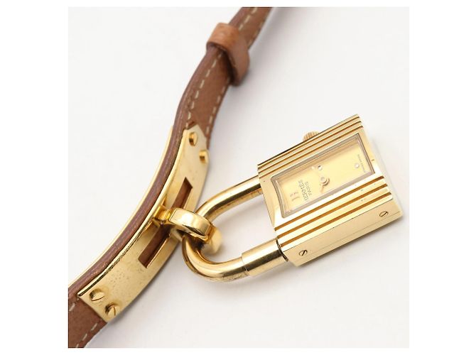 Hermès Kelly Uhr Goldplattiert Leder - Ansicht 14