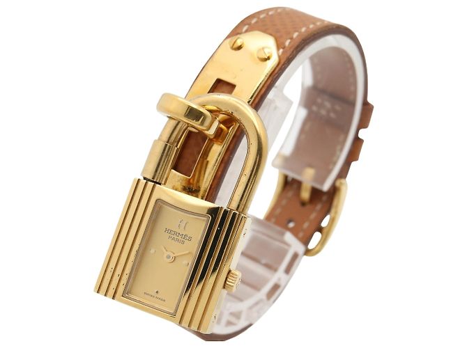 Hermès Kelly Uhr Goldplattiert Leder - Ansicht 2