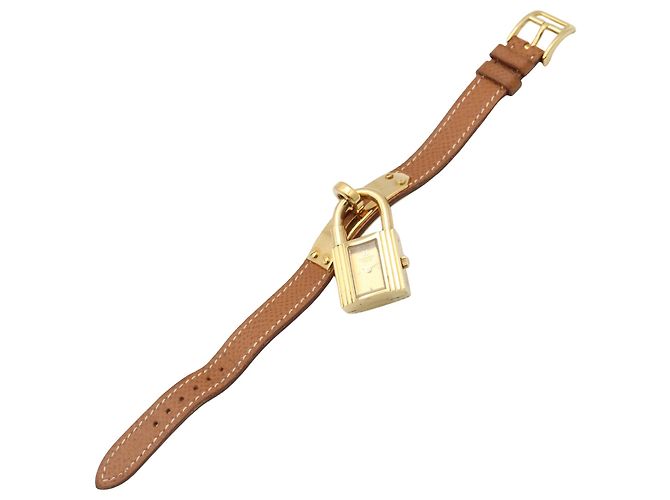 Hermès Kelly Uhr Goldplattiert Leder - Ansicht 3