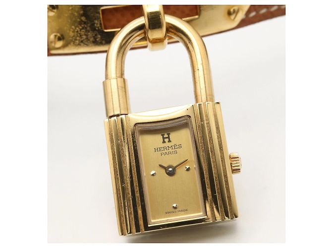 Hermès Kelly Uhr Goldplattiert Leder - Ansicht 5