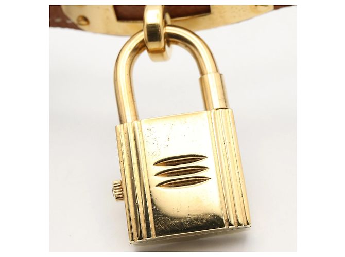 Hermès Kelly Uhr Goldplattiert Leder - Ansicht 6