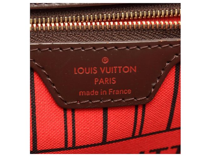 Borsa Tote Louis Vuitton Neverfull MM Damier Ebene Cerise Marrone - vista 4