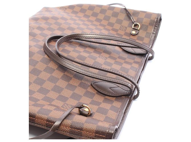 Borsa Tote Louis Vuitton Neverfull MM Damier Ebene Cerise Marrone - vista 8