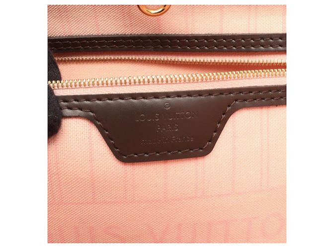 Borsa Tote Louis Vuitton Neverfull MM Damier Ebene Cerise Marrone - vista 4