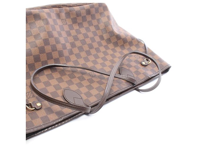 Borsa Tote Louis Vuitton Neverfull MM Damier Ebene Cerise Marrone - vista 8
