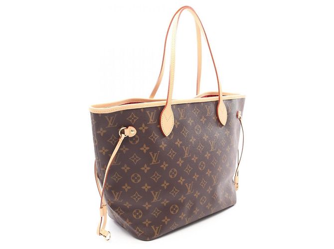 Borsa Tote Louis Vuitton Neverfull MM Marrone Fuschia - vista 2