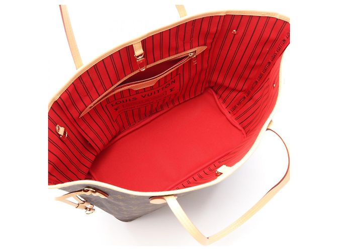 Borsa Tote Louis Vuitton Neverfull MM Marrone Fuschia - vista 3