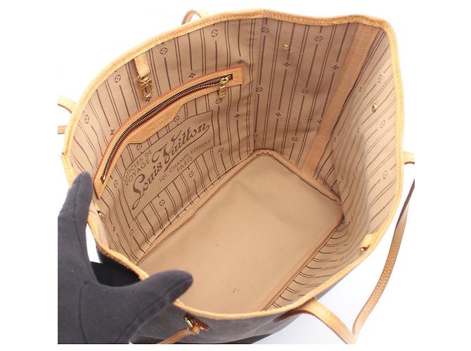 Borsa Tote Louis Vuitton Neverfull MM Monogram Marrone - vista 3
