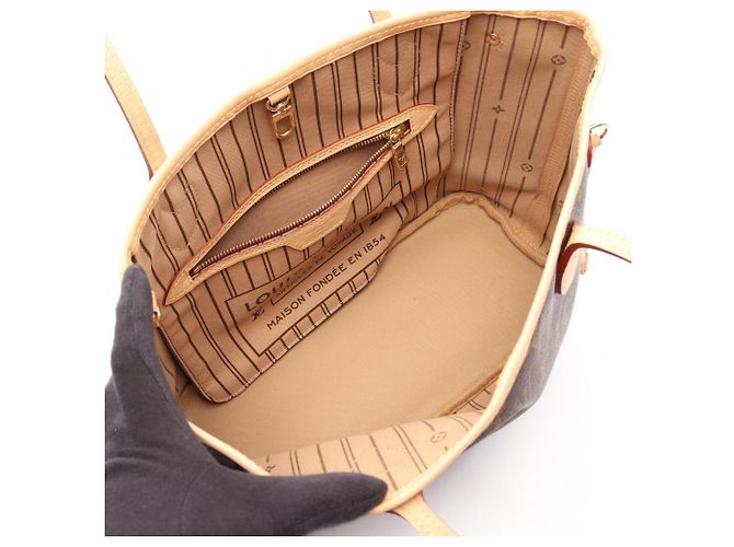 Borsa Tote Louis Vuitton Neverfull PM Marrone - vista 3