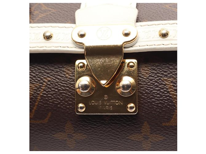 Borsa a tracolla Louis Vuitton Papillon Trunk Monogram Marrone Bianco - vista 10
