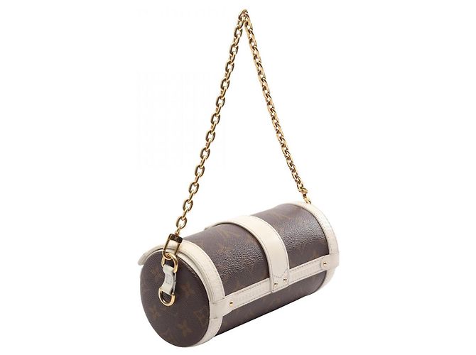 Borsa a tracolla Louis Vuitton Papillon Trunk Monogram Marrone Bianco - vista 2