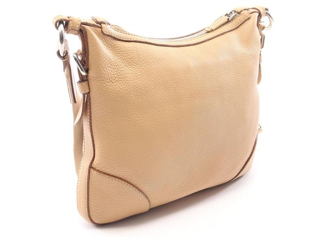 Borsa a tracolla Prada in pelle beige - vista 2