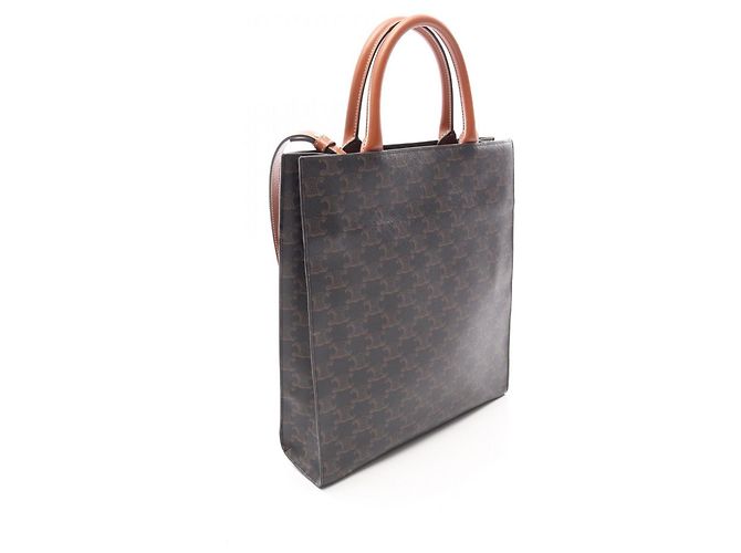 Céline Celine Small Vertical Cabas Triomphe 2-Way Tote Bag Marrone Nero - vista 2