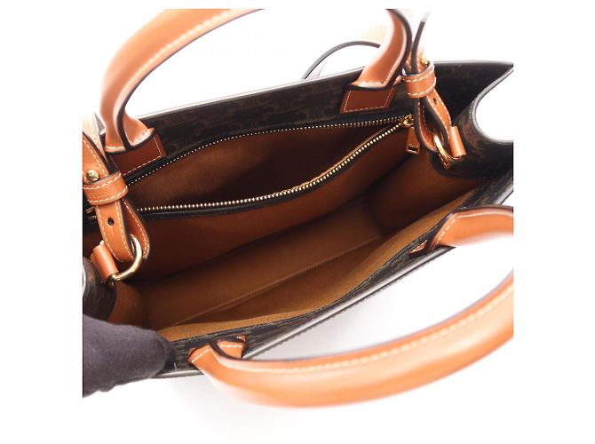 Céline Celine Small Vertical Cabas Triomphe 2-Way Tote Bag Marrone Nero - vista 3