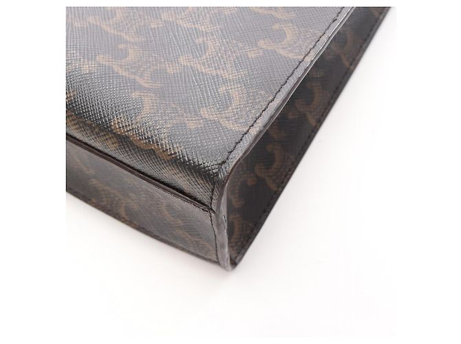 Céline Celine Small Vertical Cabas Triomphe 2-Way Tote Bag Marrone Nero - vista 6