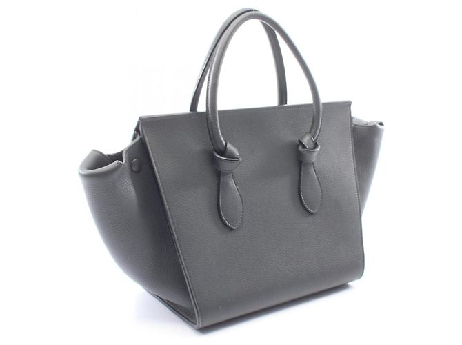 Céline Celine Tie Bag Shopper aus grauem Leder Braun - Ansicht 2